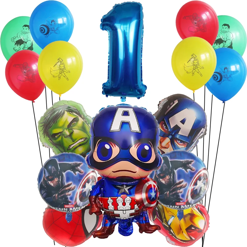 

16 Pcs Superhero Set Latex Aluminum Film Balloon Superhero Theme Party Decoration Children's Birthday Party Supplies