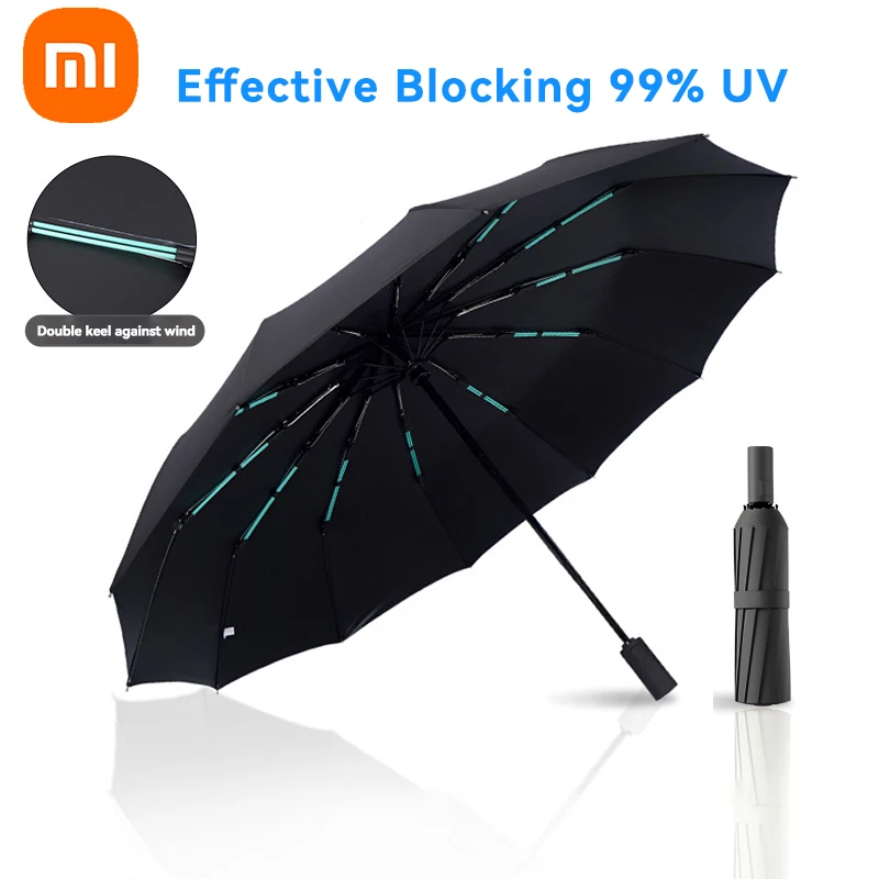 Xiaomi MIJIA 24 Bones Large Umbrella Men Womens Shade Rain and UV Rays Umbrellas Automatic Fold Business Windproof