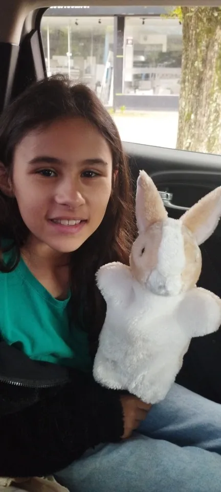 Stuffed Animal Bunny Hand Puppet Cute Plush Rabbit Soft Finger Puppet Cartoon Children DIY photo review
