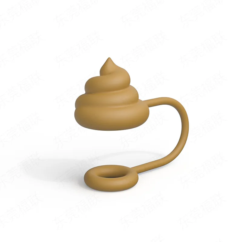 5 pieces for sale Poop straw cover Water cup straw cap Silicone cover Cartoon dust plug
