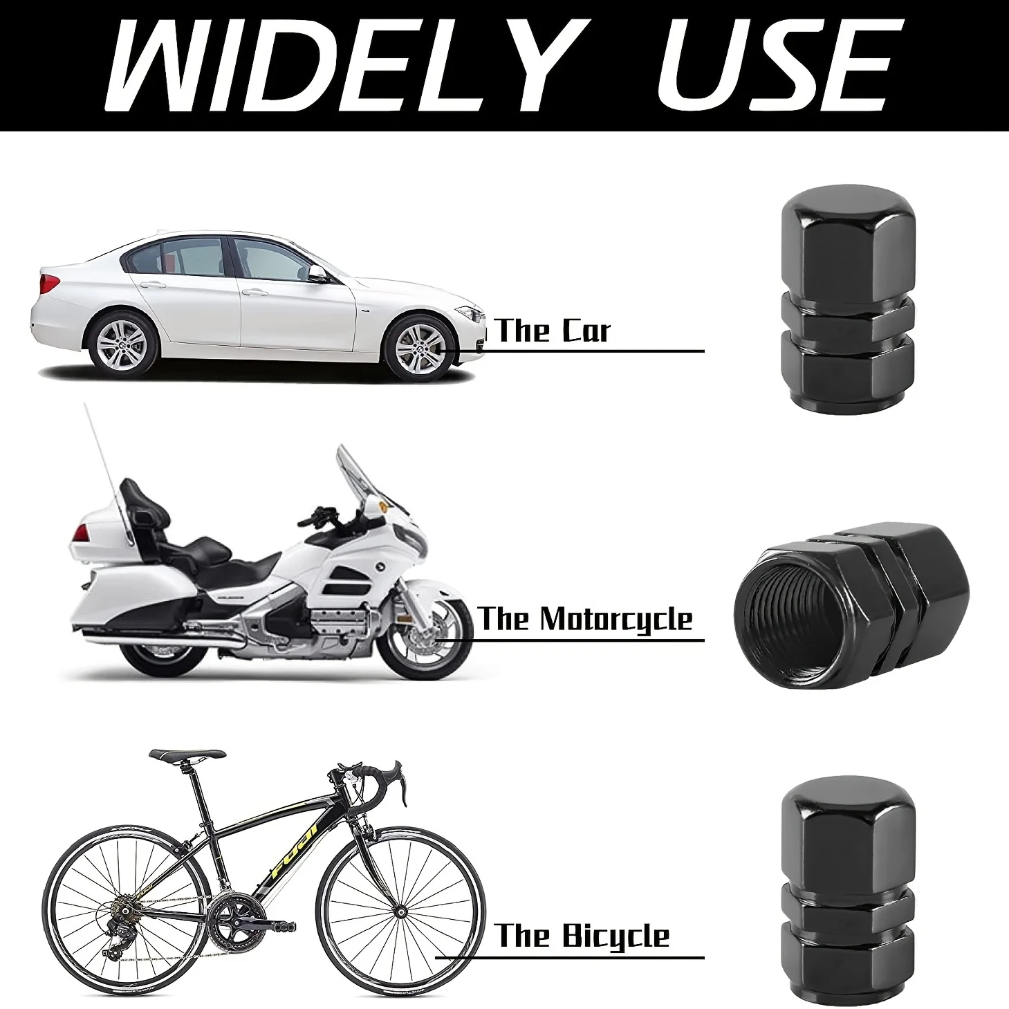 12-Piece Universal Tire Valve Stem Cap Set - Durable, Easy-to-Install Dust Covers