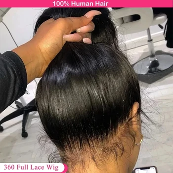 HD 360 Full Lace Wig Human Hair Pre plucked HD Lace Wig 13x6 Human Hair Wigs 36 inch Bone Straight Lace Frontal Wig For Women 1