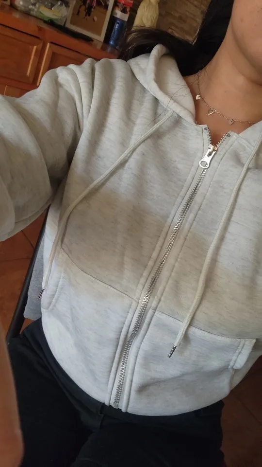 Y2 K Oversized Zip Hoodie Women Crop Top Autumn Winter Cozy photo review