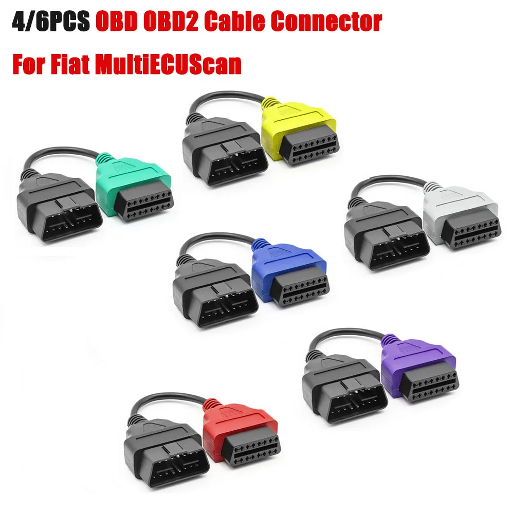 For Fiat ECU 4/6pcs Cables Auto OBD2 Interface Connector MultiEcuScan Diagnostic Wire for Fiat ECU Scan Multi Ecu Scan Adapter