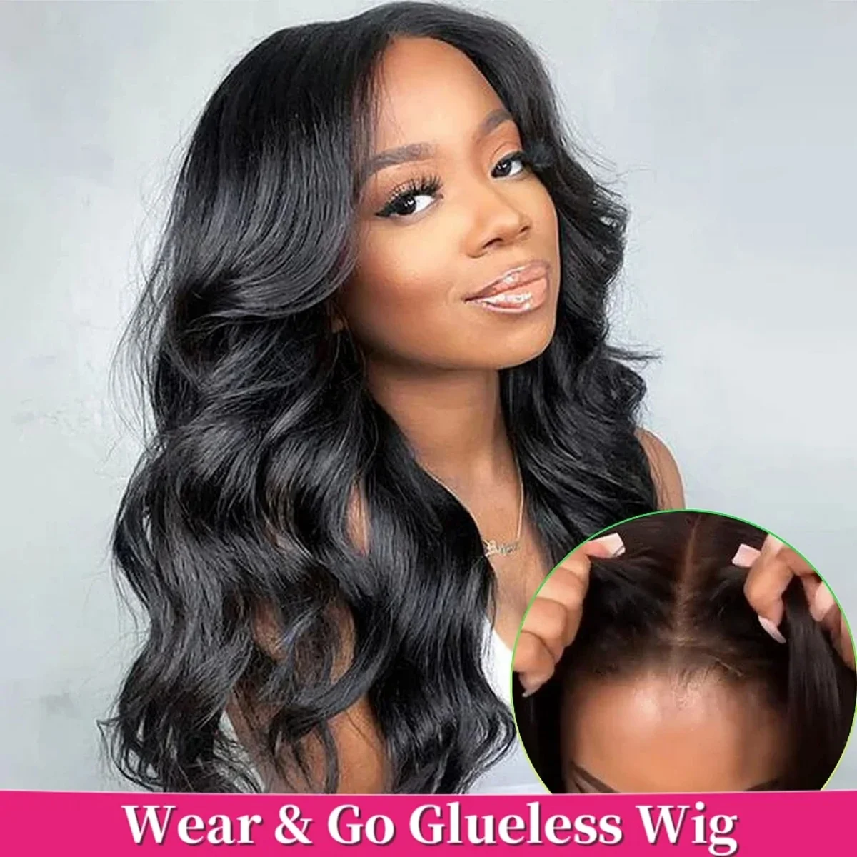 6x4 HD Lace Closure Wigs Human Hair 200 Density Body Wave Glueless Wigs Human Hair Pre Plucked Pre Cut Wear and Go for Women 3