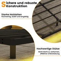 Каркас кровати COMHOMA Кровать металлическая Кровать для гостей Кровать Rher со светодиодом и розетками Молодежная кровать 140x200, Приложение и пульт дистанционного управления — изображение 5