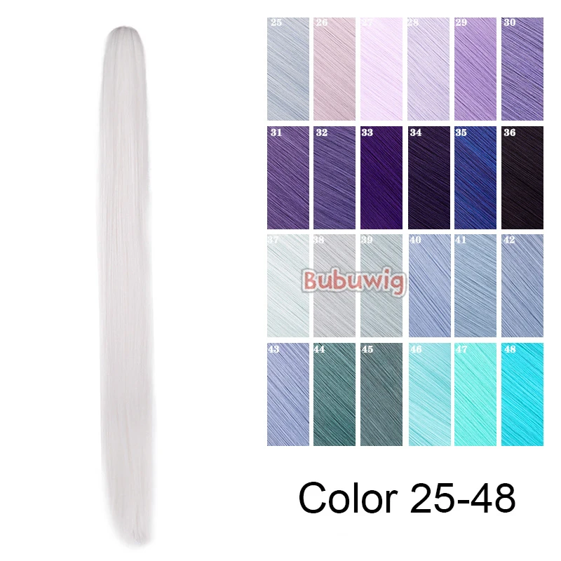 Bubuwig 합성 머리 30cm 60cm 90cm 싱글 포니테일 코스프레 가발 100 색상 퓨어 컬러 패션 애니메이션 포니테일 내열성