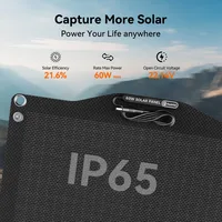 Panneau solaire pliable FlashFish SP18V60W, puissance maximale 60W, cellules monocristallines 21,6%, revêtement ETFE, étanche IP65, sortie DC5521 pour stations d'alimentation, camping, camping-car et utilisation en extérieur. 4