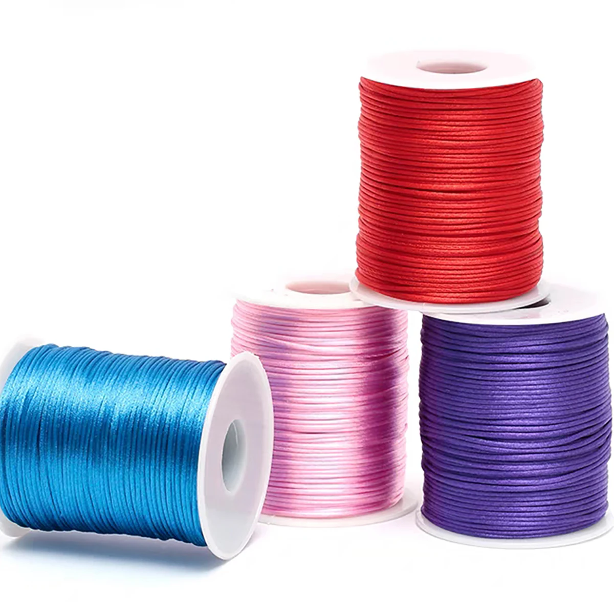 Nylon Cord 100m/Roll 2mm Nylon Line Cord Rat Tail Silk Forging Chinese Knot Thread Colorful Macrame Bracelet Braided Rope Jewelry Thread macrame cord nylon rope silk cord silk rope