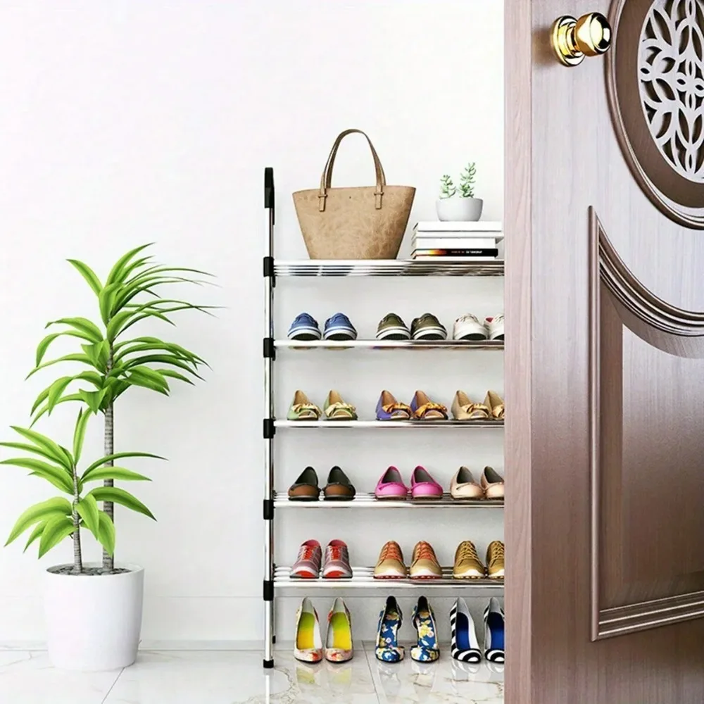 Metal Shoe Rack Organizer &ndash; Space Saving Shoe Shelf for Shoes, Plants & Home Storage Cabinet