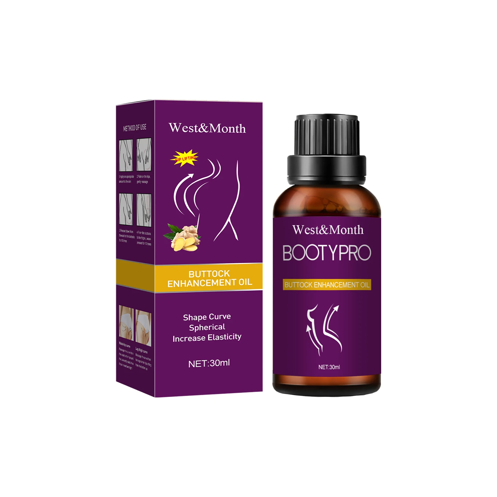 30ml Hip Augmentation Oil Effective Firm Shape Hip Lift Up Peach Buttock Highlight Beautiful Sexy Buttocks Curves Massage Oil 6