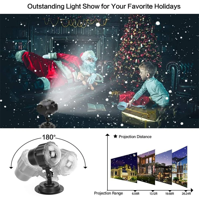 Christmas Snowfall Light Projector, LED Snow Lights with Remote Control  Holiday Light Rotation for Valentines Day Christmas Halloween Holiday Party