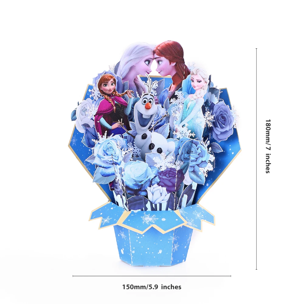 Frozen Flower Bouquet Greeting Card Elsa & Anna 3D Floral Pop Up Card Creative Gifts for Parents Friends Children Lovers