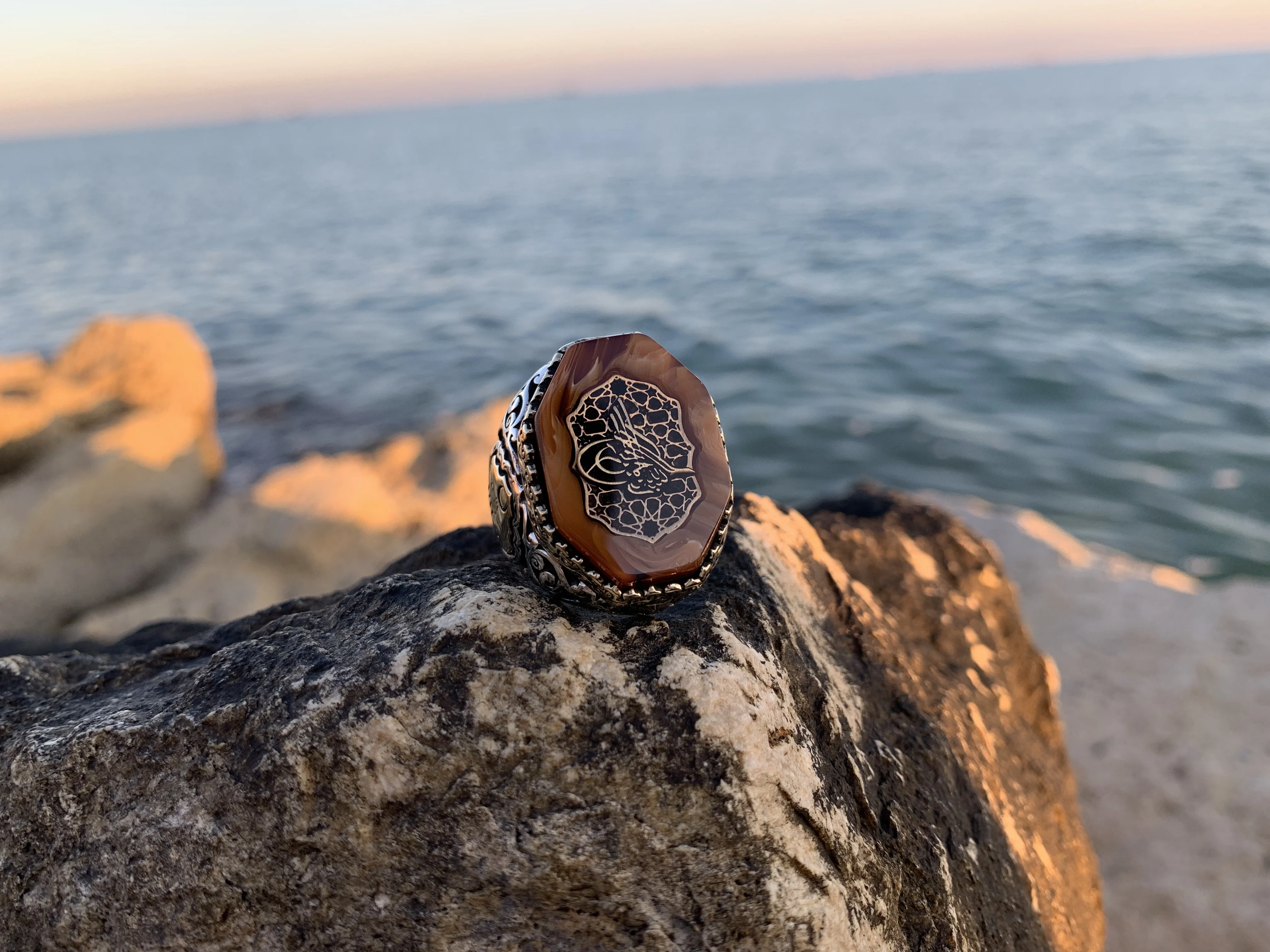

Sultan Series - Special Desing Silver Ring With Amber Stone Fashion Turkish Premium Quality Handmade Jawelery, gift,