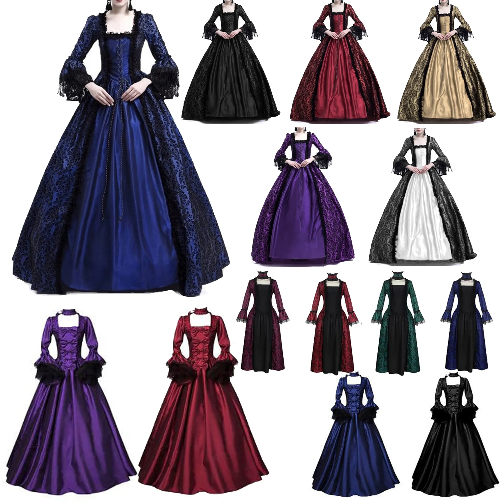 Lady Victorian Swing Dresses Medieval Vintage Plus Size 5XL Court Ball Gown 1900s Women Vampire Halloween Party Cosplay Costume