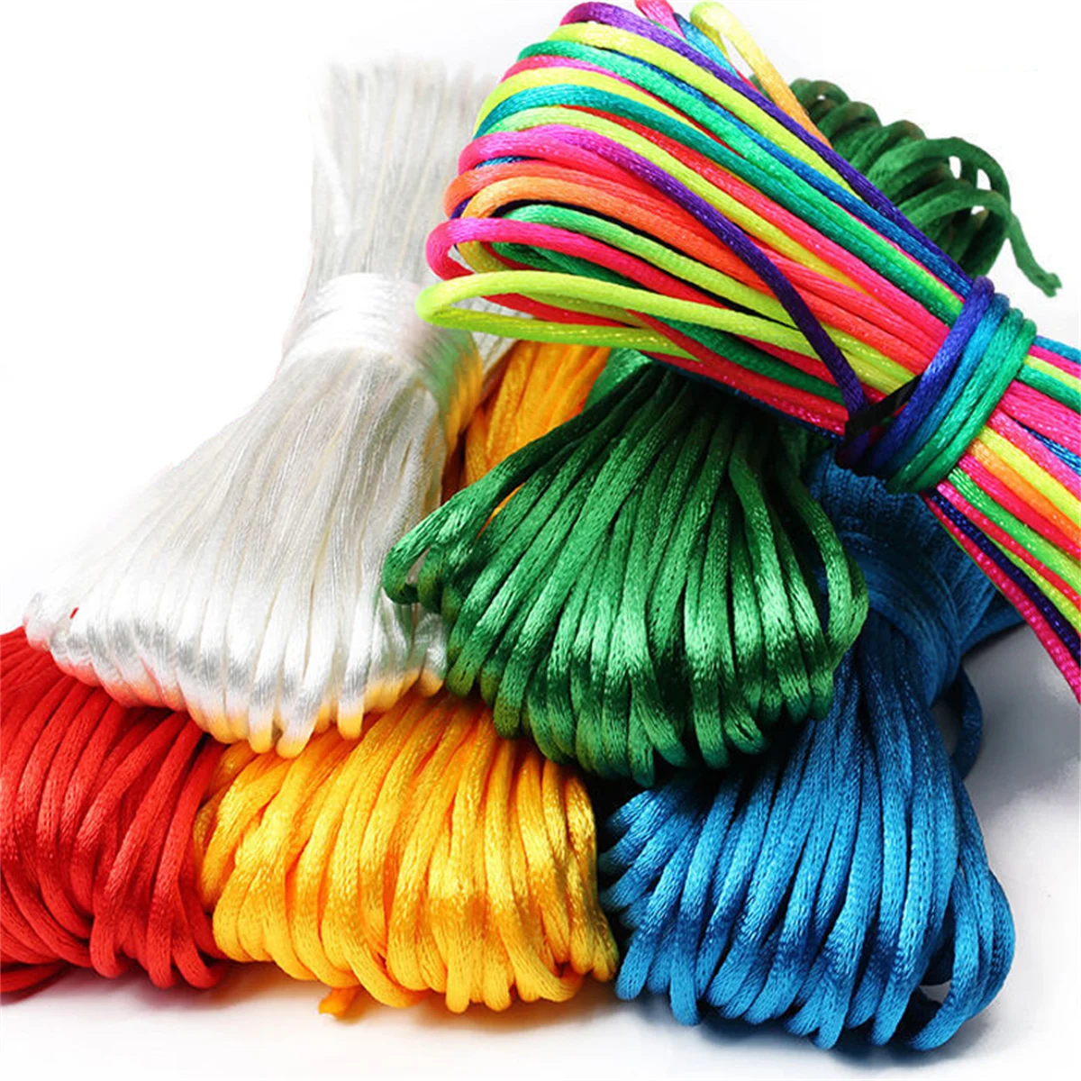 Chinese Knot Thread Rope Nylon Cord Braided Macrame Rattail Satin String 20M/Roll 1.5-2-2.5mm For Jewelry Bracelet Beading Line nylon cord macrame cord nylon rope satin cord