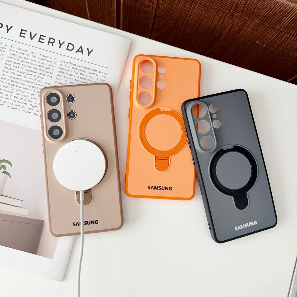 360° Rotation Magnetic Metal Bracket Holder Silicone Phone Case with Magsafe Compatibility