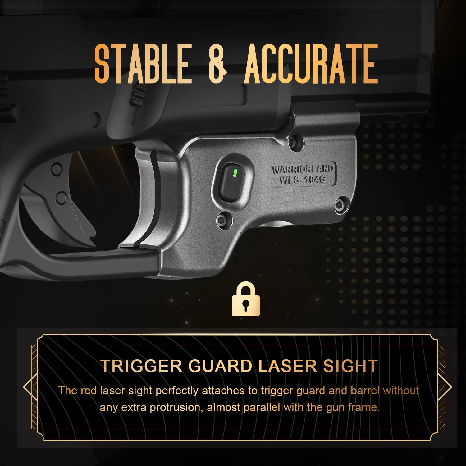 WARRIORLAND Gun Green Laser Light For Glock 17 19 (Gen 3-5)23 31 32(Gen 3-4) /19 44 45 (Gen 3-5) Gun Sight with On/Off Indicator
