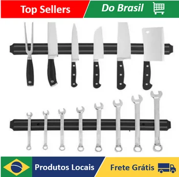 Barra Magnética 50 cm para Facas e Ferramentas - Preta