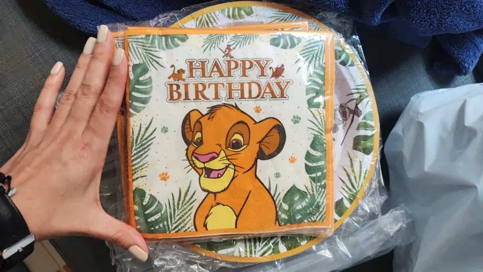 Decoración de cumpleaños del Rey León, vajilla, globos, Kit de pancarta, Fiesta Temática de Simba de Disney, tazas decorativas, platos, mantel, suministros para niños photo review