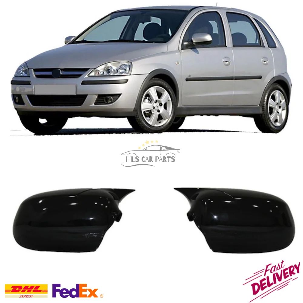 Mirror Cover for Opel Corsa C 2000-2006 Car Accessories OPC GTC CDTI 1.7 DTI Piano Black Tuning Auto Sport Body Kit Design