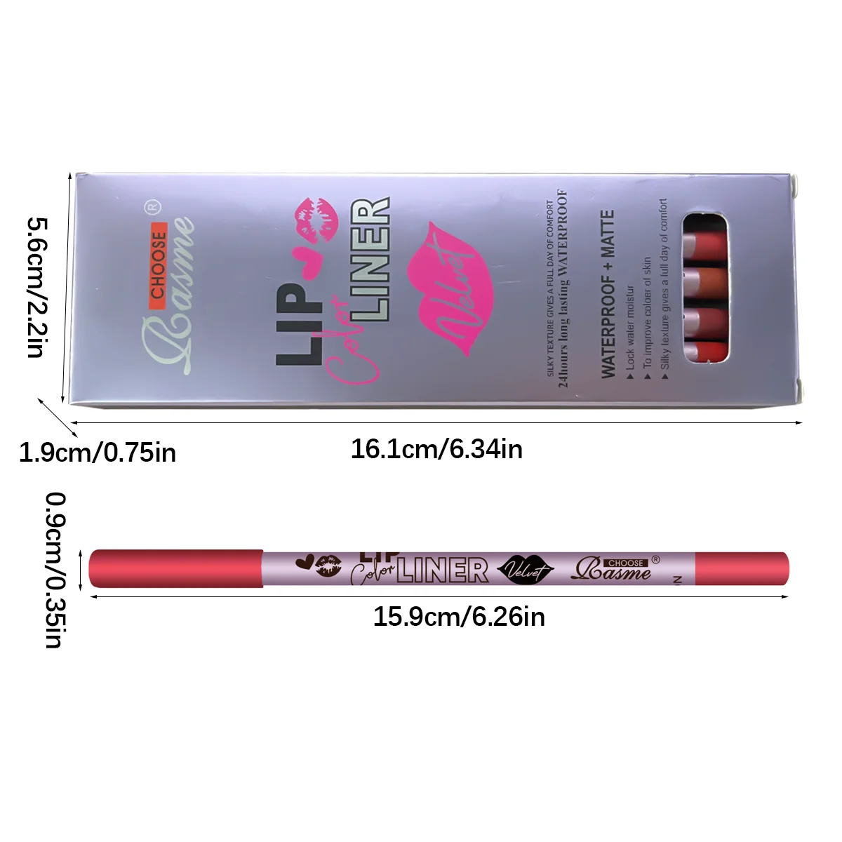 12pc Matte Lip Liners Set, 12 Assorted Colors, Gift Set, Long-Lasting & Non-Smudging, 2