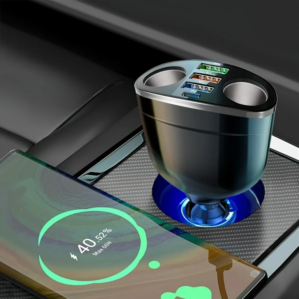 Caricatore per auto da 66 W a 4 porte Caricatore per telefono per auto USB tipo C a ricarica rapida per iPhone Xiaomi Samsung Adattatore di alimentazione per accendisigari per auto - immagine 4