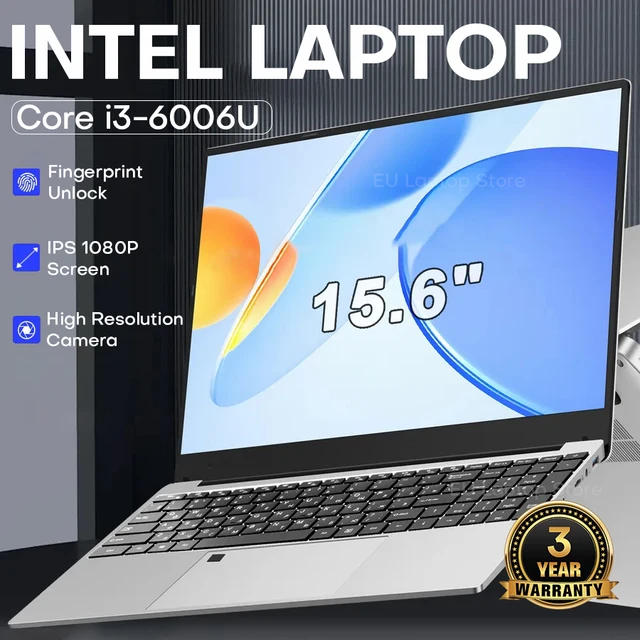 Ordinateur portable Xiaman 2026 15,6 pouces, 16 Go de RAM, 1 To SSD, Intel Core i3, Windows 11, avec clavier rétroéclairé et lecteur d'empreintes digitales 1