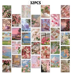 Pink Girl Series Postcard Collection: Room Decor, Souvenirs & Collectibles (32 Pieces) (Clear)