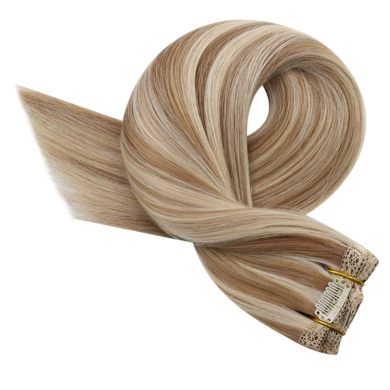 Moresoo Clip in Hair Extensions Real Human Hair Brazilian Natural Straight Double Weft Full Head Clip in Human