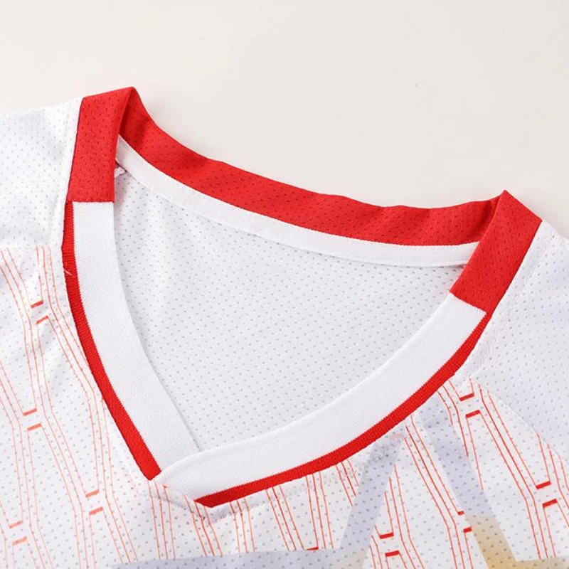 Badminton Clothing Table Tennis Red White Shirt Men's and Women's Competition Quick-drying Breathable Tops Short-sleeved T-shirt
