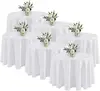 6-Pack White Round Tablecloths, 120 Inches Diameter, Stain Resistant, Polyester, Ideal for Weddings or Parties. 1