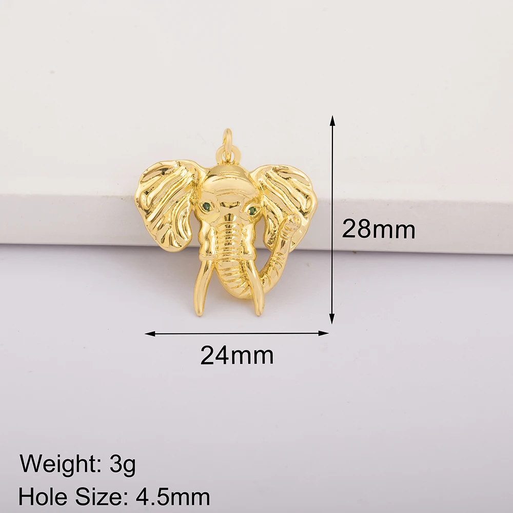 Elephant/Ox/Horse/Lion Shape Pendant Gold Plated Handmade DIY Jewelry Necklace Bracelet Earrings Accessories Copper Zircon Gifts