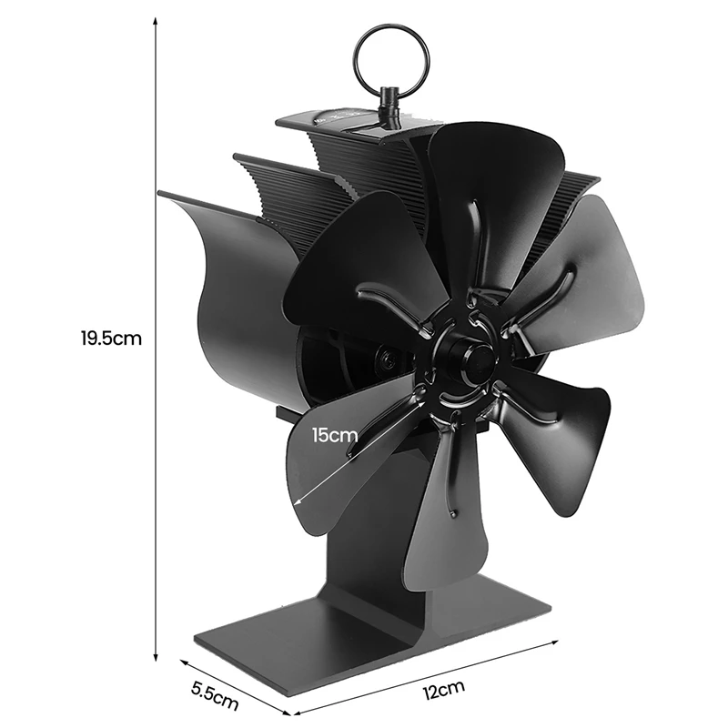 A3d44f633ee4d42ce80dfc5280294a1cat 6/5/4 Blades Black Fireplace Fan Heat Powered Stove Fan No Battery Wood Burner Wall Mounted Eco Quiet Fan