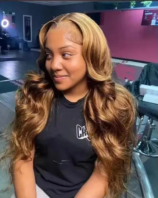 P4/27/613 Blonde Bundles Highlight Human Hair Style 12A Body Wave Skunk Stripe Virgin Hair Bundle Quick Weave Sew In for Black Women