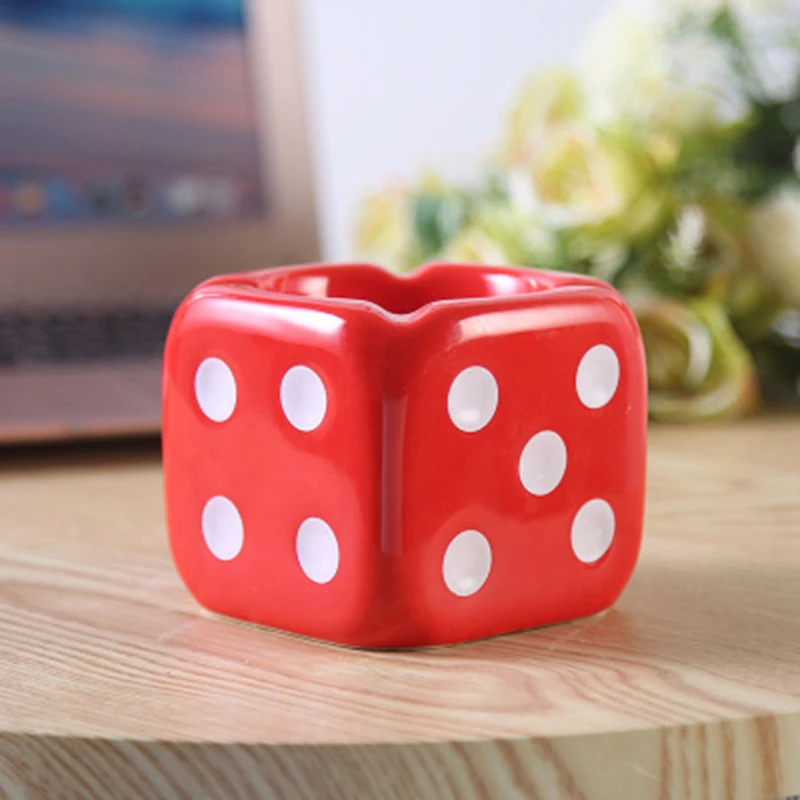 Creative Ceramic Cigarette Ashtray Dice Shaped Ash Tray Desk Accessories for Home Office Weed Smoker Gift 1PC, cigarettes ashtray,ceramic ashtray
