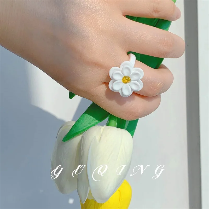 Trendy INS Korean Concise Irregular Oval Acrylic Resin Ring For Women Girls Party Jewelry Gift