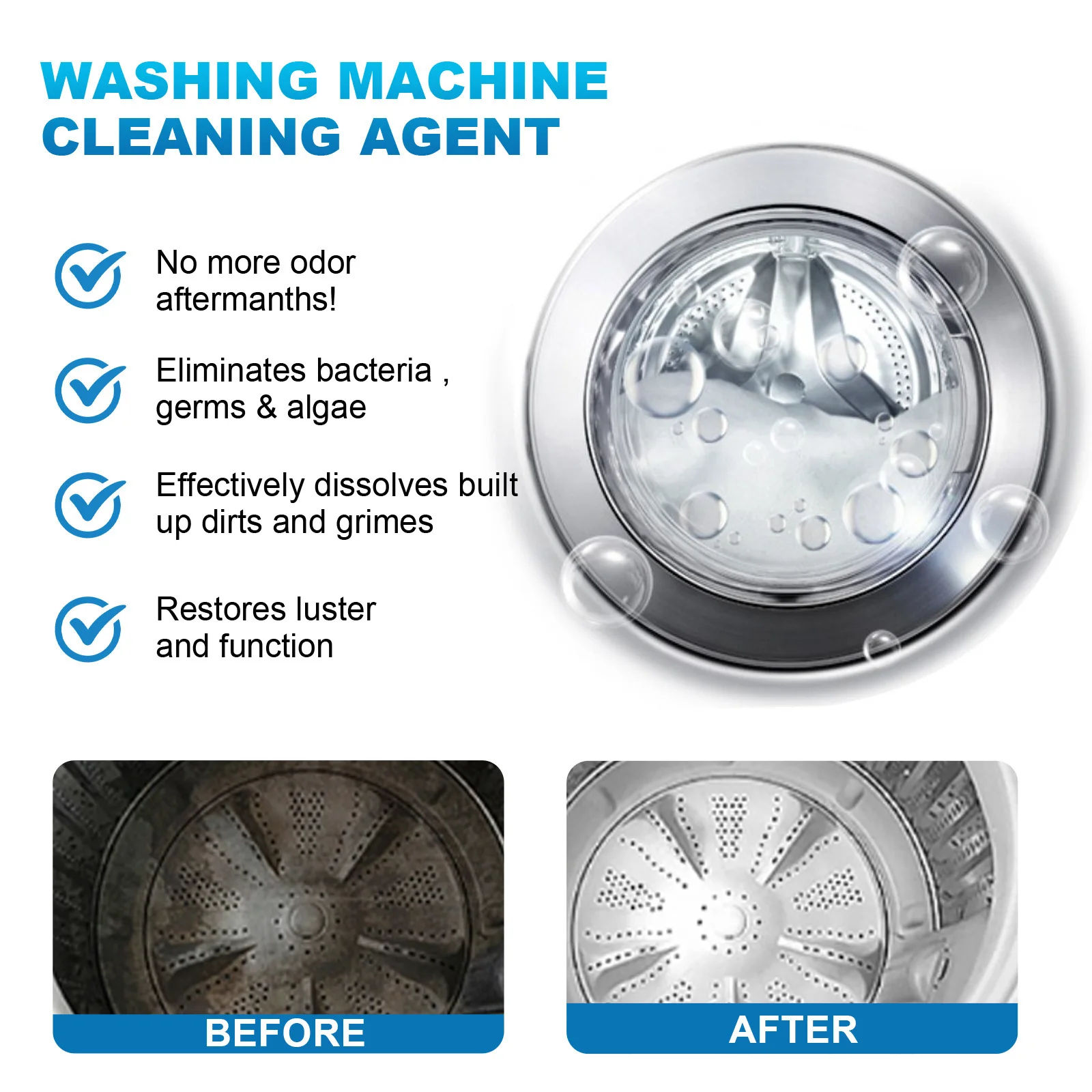 Jue-Fish 12pcs Cleaning Washing Machine Tablets Remove Limescale Build Up Detergent Stain Clean Clothing Freshing Restore Shiny