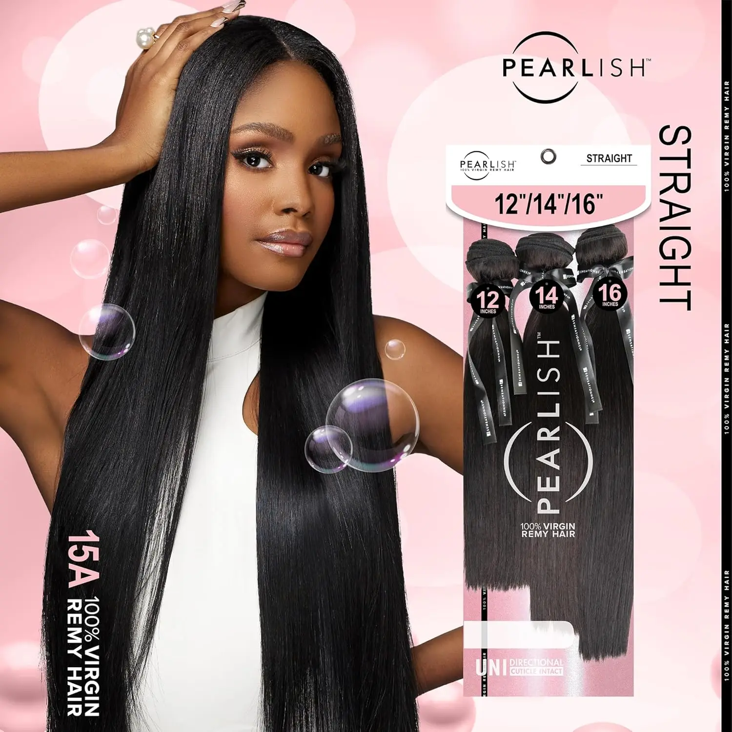 Sensationnel Pearlish Virgin Remy Human Hair Weave 3X Multi Bundles Straight - Silky Natural Finish, Smooth & Natural 4
