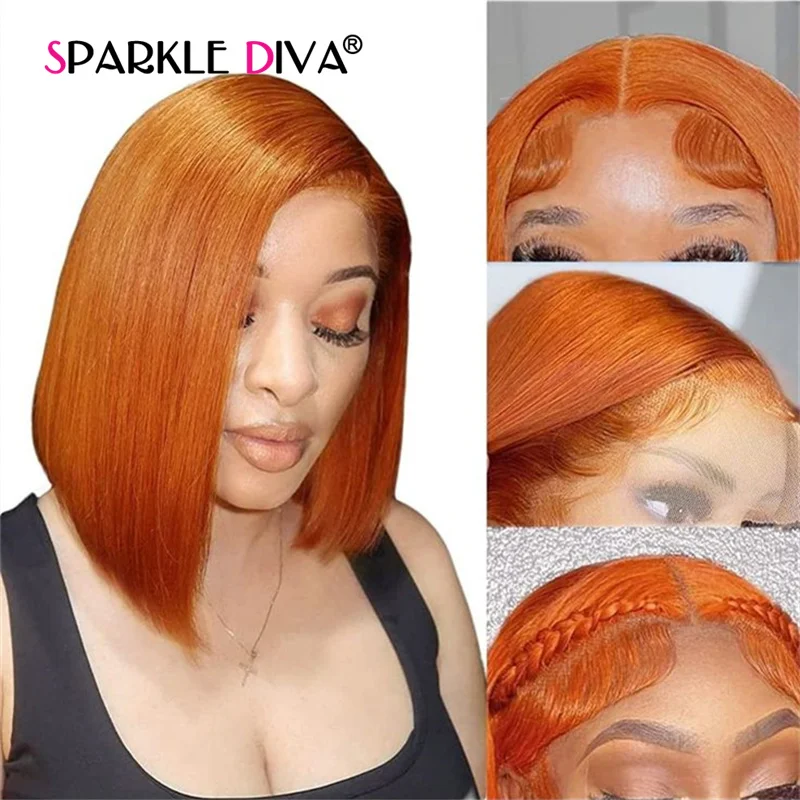 

Short Bob Human Hair Wigs 180% Density 13x4 Hd Lace Frontal Wigs Brazilian Remy Transparent Pre-Plucked With Baby Hair For Women