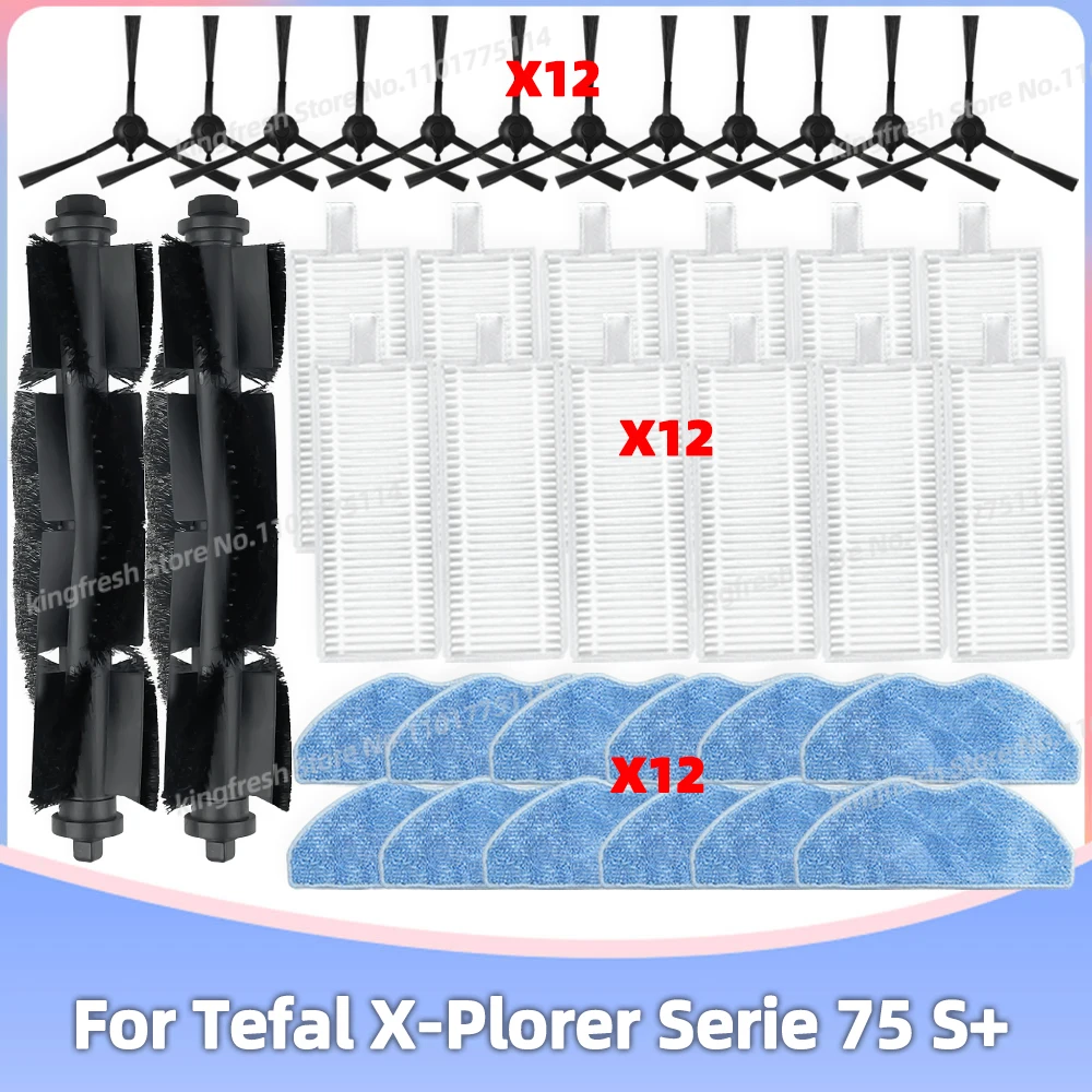 Фото Совместимо с Tefal X-Plorer Serie 75 S+ Запчасти для пылесоса-робота Аксессуары Боковая щетка Фильтр Гепа Полотенце для мытья №1