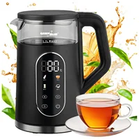Bouilloire électrique sans fil, capacité 1,7 L, réservoir d'eau en verre, choix de température lisible, 2200 W, GB670 B, vert-bleu 1