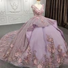 Vestidos De 15 Quinceañera Flowers Vestidos De 15 Años Purple V-neck Beading Lace Evening Party Dress 2022 DY9972 Bar Mitzvah 4