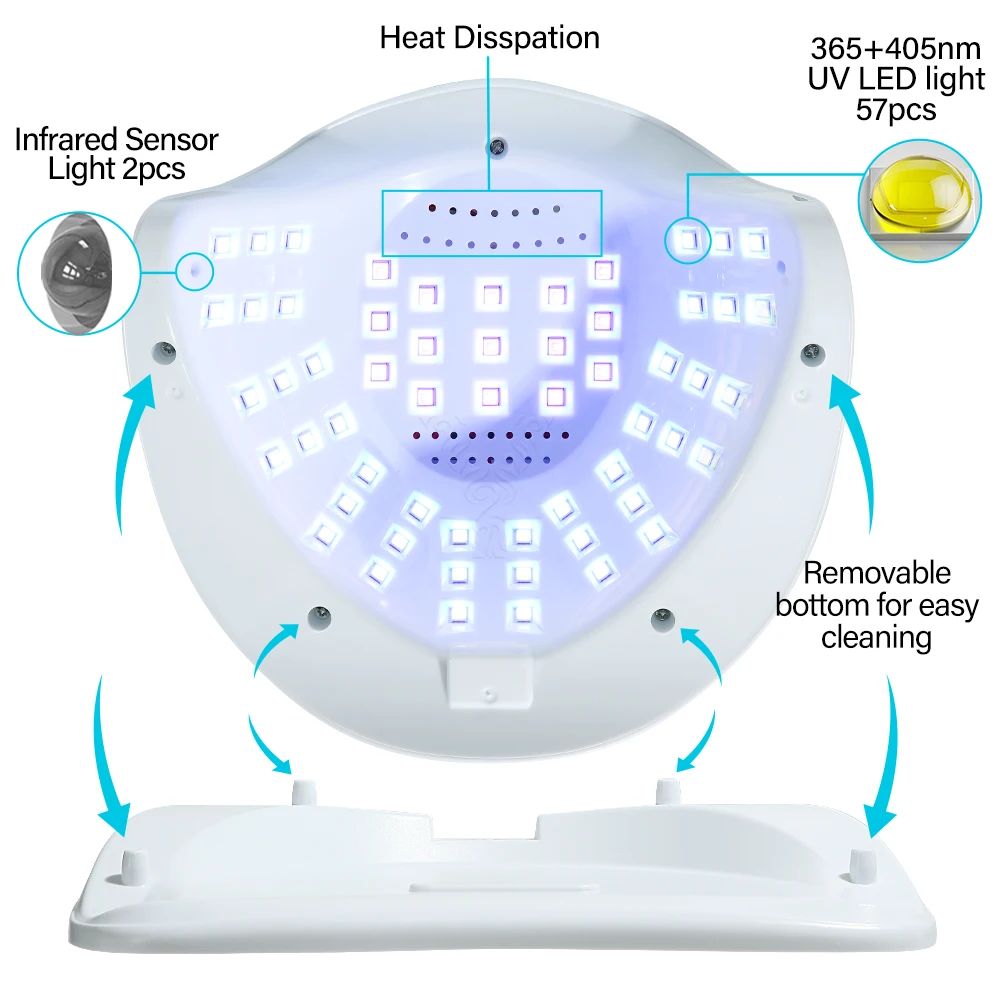 LED Nail Lamp 268W for Gel Nails Dryer Lamp with 57pcs Lamp Beads 4 Timers Professional UV Light for Home Salon Nail Art Tools 5