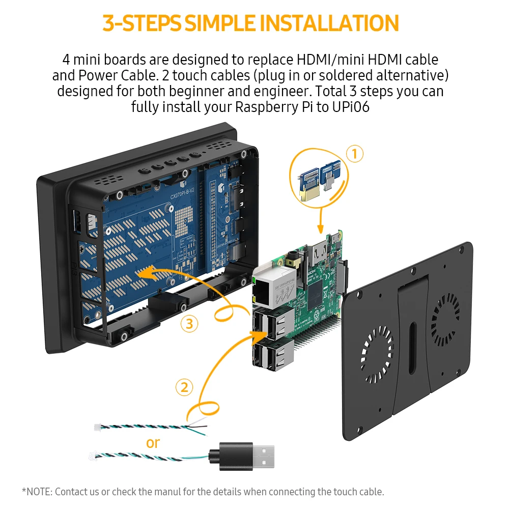 UPERFECT ġũ , USB C HDMI ȭ ȸ LCD ÷, ̴ PC ӿ, VESA , UPi06 Rasberry Pi 1360x600, 7 ġ