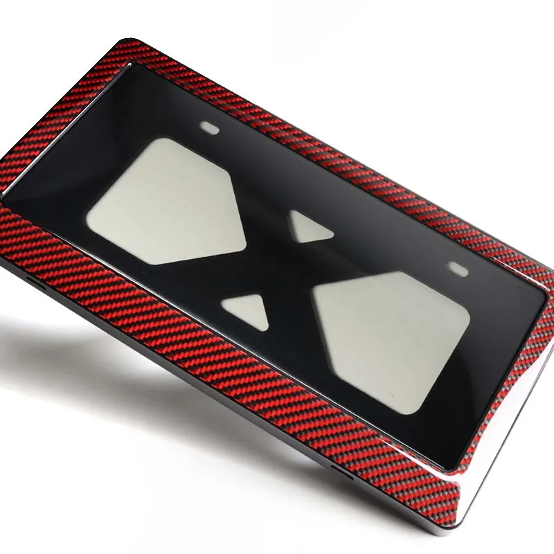 1PCS W-Power Front or Rear Black Real Carbon Fiber License Plate Frame With Bracket 6