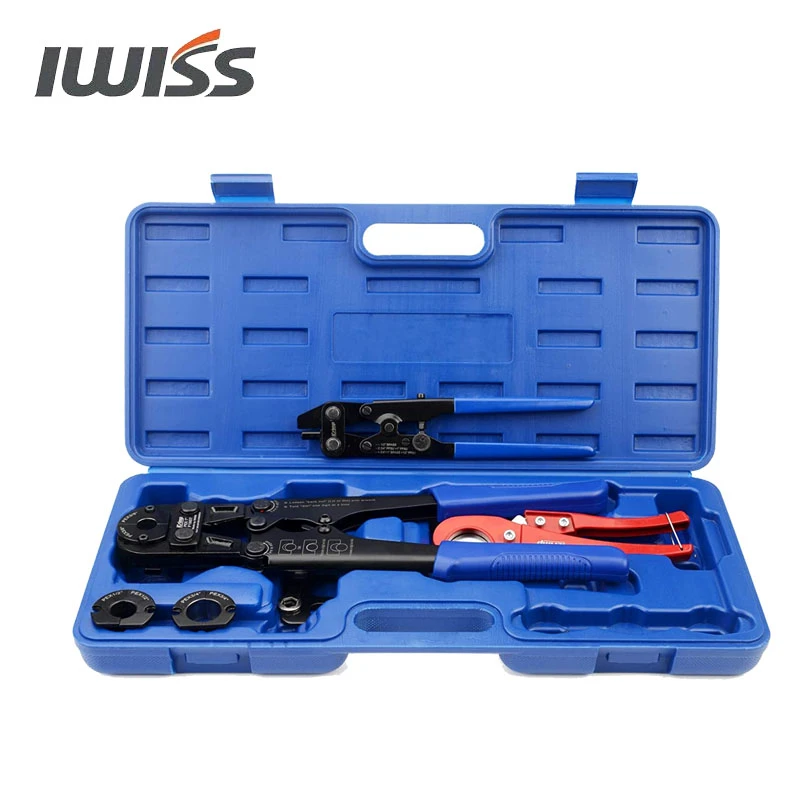 IWISS F1807 PEX Crimper Copper Pipe Crimping Tool Kit with 3/8'' 1/2