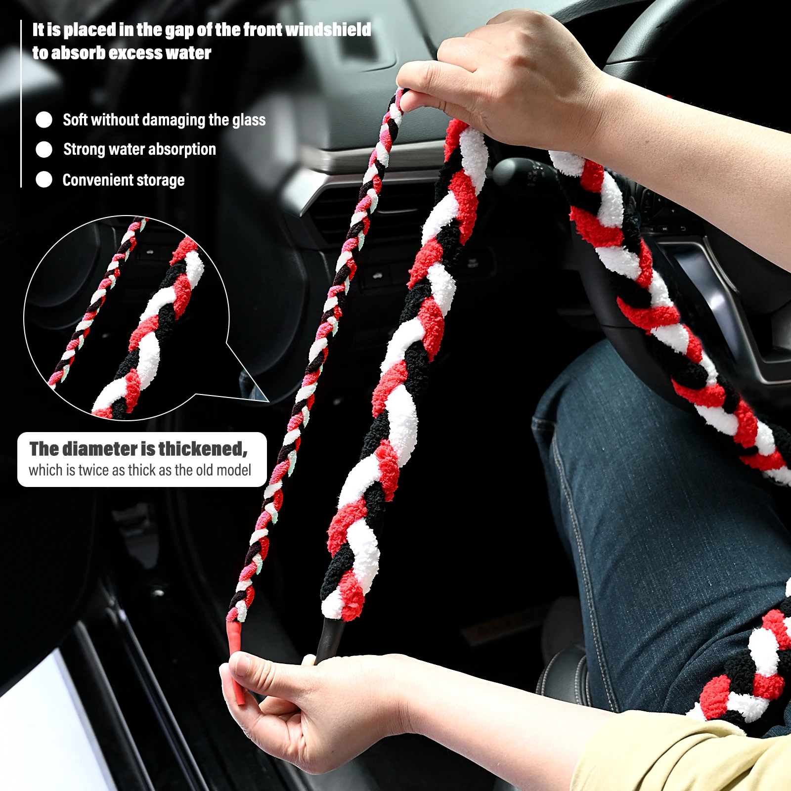 Panno Microfibra Per Auto - Asciugamano Assorbente Per Cruscotto E Parabrezza, Super Morbido, Antigraffio, Con Corda Protettiva, Multiuso