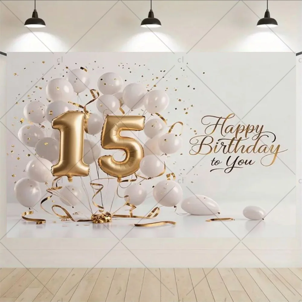 15. alles Gute zum Geburtstag Party Hintergrund Banner blau rosa Ballon Dekoration Jungen und Mädchen Fotografie Studio Hintergrund Requisiten Geschenke – Detail 1
