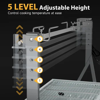 Camping Rotisserie Grill 176LBS Capacity 25W Motor Small BBQ Charcoal Roaster 51'' 2 in 1 Pig Lamb Cooking Tool 3